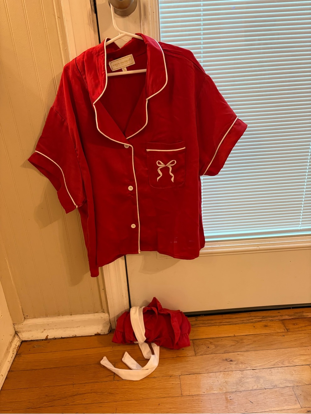 Simply Southern Red Short-Sleeve Pajama Top with White Piping